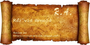 Rövid Arnold névjegykártya